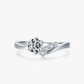 Ailmay Real 925 Sterling Silver Fashion Simplicity Clear Zircon Six Claw Asymmetry Ring Arm for Women Wedding Engagement Jewelry