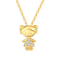 Fashion Jewelry Sterling Silver Gold Plated Zircon Link Chain Cute Cartoon Girl Trendy Wedding Gift Necklace