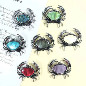 Customize Fashion Jewelry Natural Gemstone Breastpin Cute Animal Pattern Crab Brooch Diy Gifts Pendant