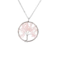 Hongzhuo Hot Sale 7 Chakra Rose Quartz Tree of Life Natural Tumbled Gemstone Wire Wrapped Pendant Necklace Jewelry Jewelry