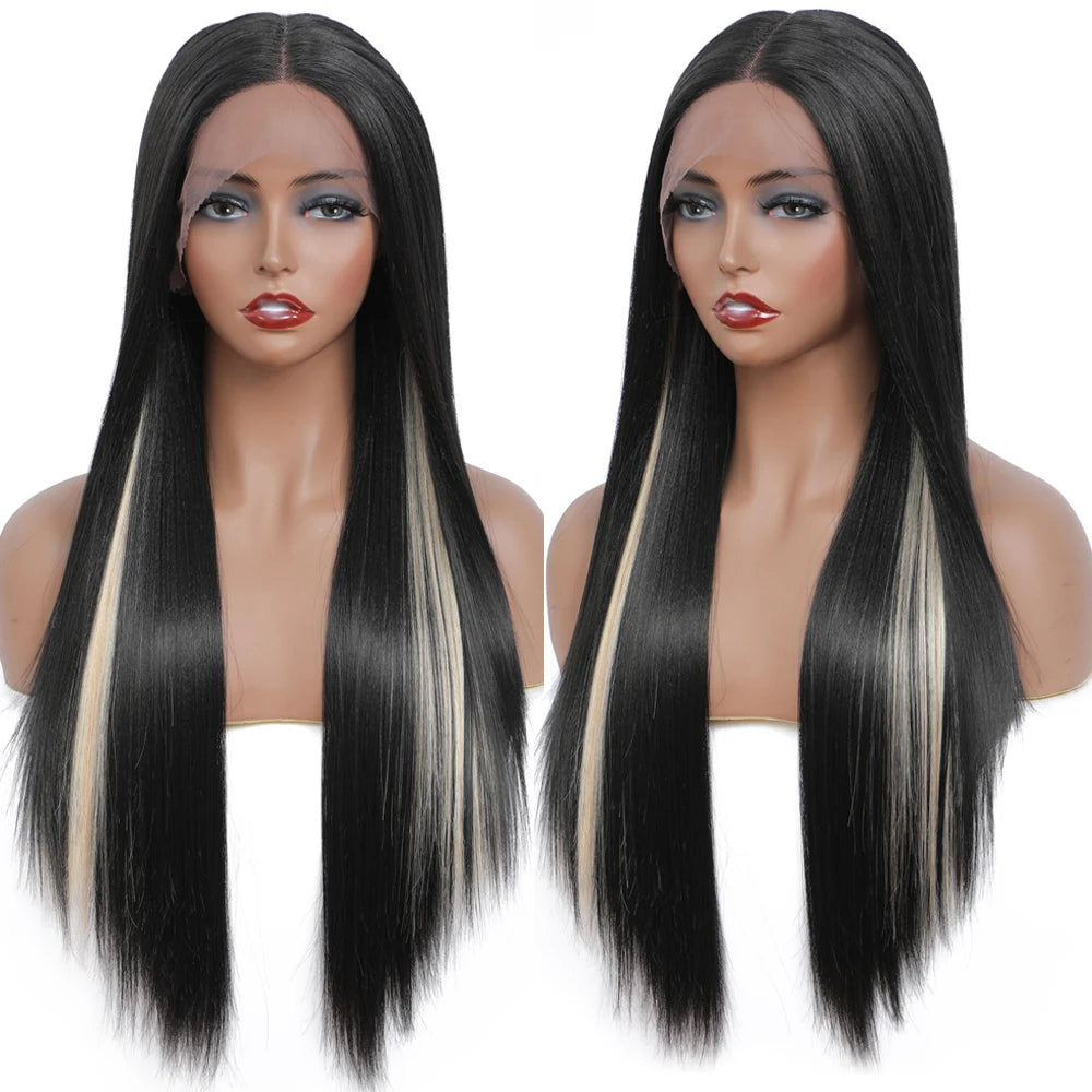 X-TRESS in Stock Yaki Straight Synthetic Hair Wig for Women Party Natural Style Synthetic Wig Heat Resistant Synthetic Hair