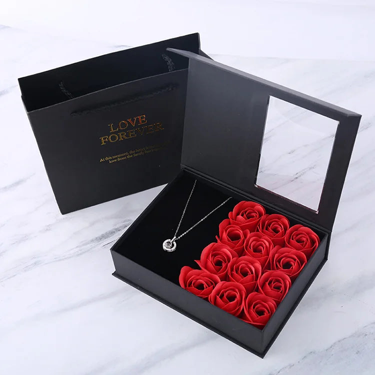 2022 Rose Soap Flower Gift Boxes Luxury Valentine Artificial Flowers Box for Lipstick Preserved Flower Mother Day Gifts