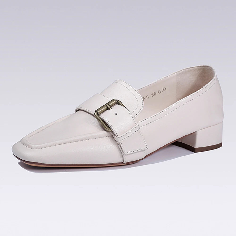 New Style Skin-Friendly Breathable Non-Slip Round-toe Low-heeled Genuine Leather Summer Autumn Ladies Loafers Women's Shoes