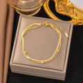 Wholesale New Fashion Jewelry 18k Gold Plated Stainless Steel Double Layer Snake Bones Beads Anklets Bracelet for Women