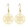 Metatron Cube Dangle Earring for Women Archangel Amulet Sacred Geometry Drop Earrings Spiritual Stainless Steel Jewelry Gift