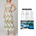 Brand Customization Hollow Out Design Floral Print Long Women Cut Flower Decorated Front Floor-Length Suspender Tube Maxi Dress