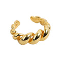 Hot Sale Adjustable Open 18K Gold Plated Braided Twisted Round Signet Dome Chunky Rings for  Statement Jewelry