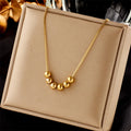 European American Style Gold Bead Sliding Children's Pendant Necklace Stainless Steel 18K Gold Plated Geometric Bead Necklace