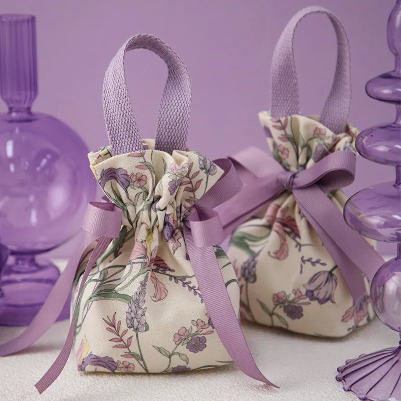 Wholesale Custom Printing logo Wedding Creative Hand-painted Portable Drawstring Candy Cloth Bag