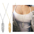 Fashionable Tassel Pendant Feather Necklace Long Plated Gold Silver Leaf Choker Statement Jewelry Women Sweater-friendly Design
