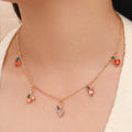 Ins Fashion Gold Plated Choker Simple Cute Women Fruit Peach Strawberry Cherry Pendent Necklace Jewelry