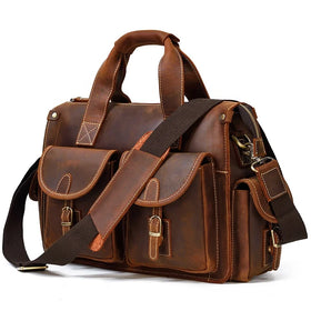 Luxury Genuine Custom Logo Briefcases Men Leather High End Business Bag Crazy Horse Leather Briefcase
