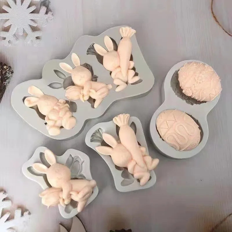 USSE Easter Double Egg Bunny Silicone Mold DIY Chocolate Cake Baking Tools