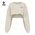 L23042 Custom Logo Printed Ladies' Fleece Crop Top Streetwear Hoodie Long Sleeve Crewneck Sweatshirt Jumpers Womens Tops