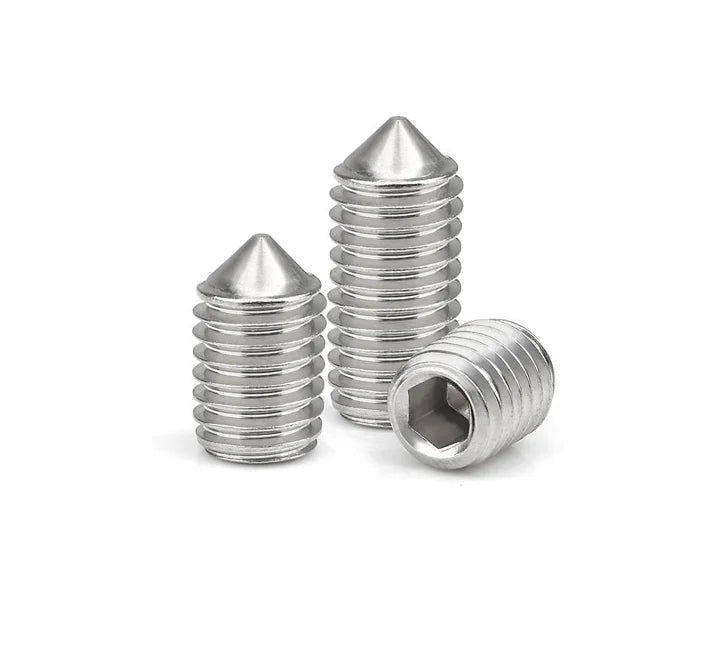 1/4-28 DIN914DIN916 Stainless Steel 304/316 Hexagon Hex Head Set Screws With Cone Point Grub Screws A4 Concave End Setting Screw
