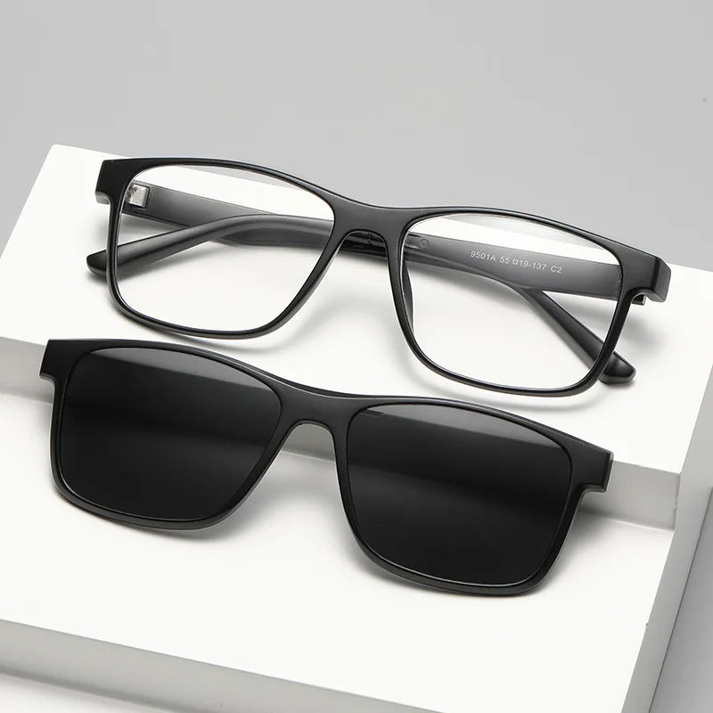 Men and Women's New Magnetic Adsorption Square Polarized Sunglasses TR90 Frame and Tac Lenses
