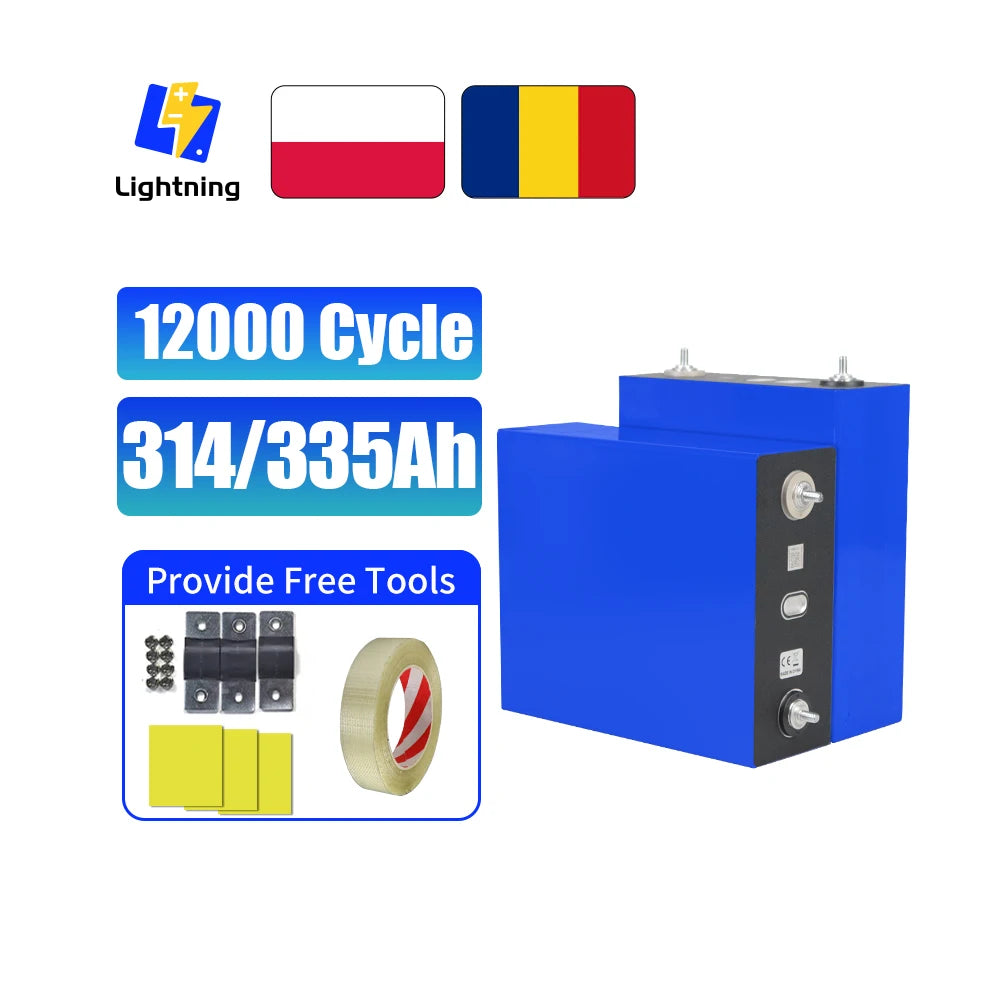 3.2V EU Stock CORNEX 314Ah 280Ah 320Ah 340Ah M6 Stud Busbars Nuts Insulation Board Real Capacity RV Date 2025 DDP TAX VAT FREE