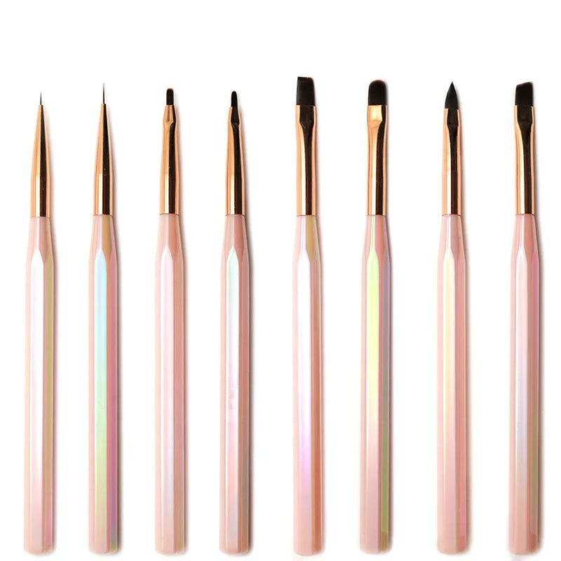 YALIXIN Luxury Professional UV Gel Nail Brush Set Custom Logo Acrylic Handle Thin Liner Drawing Nail Art Oval Hair Shape Crimped