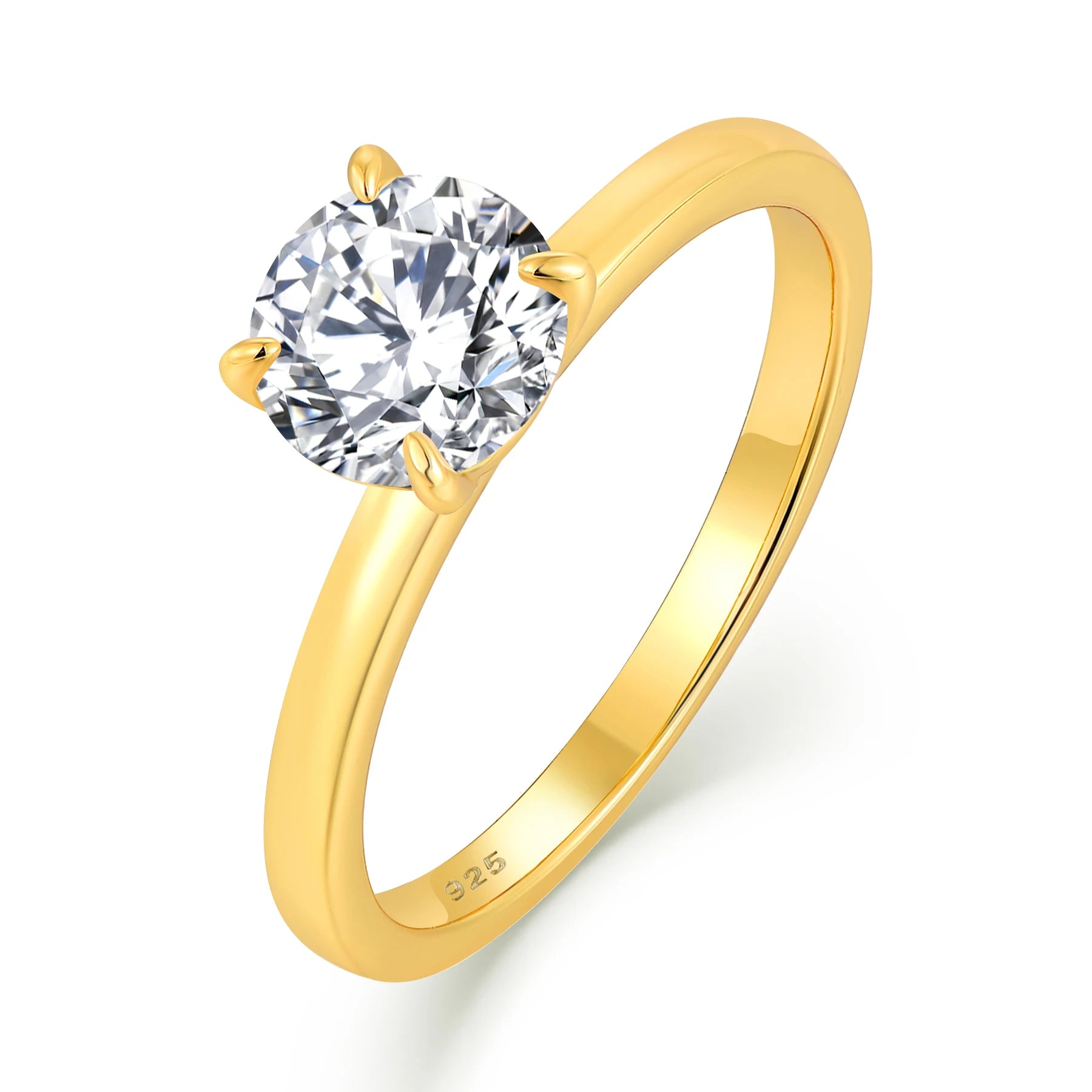 6.5MM Custom Gold Plated Luxury Fashion Fine Jewelry 925 Silver Zircon Ring for Women Valentine's Mother's Day Wedding Band Gift