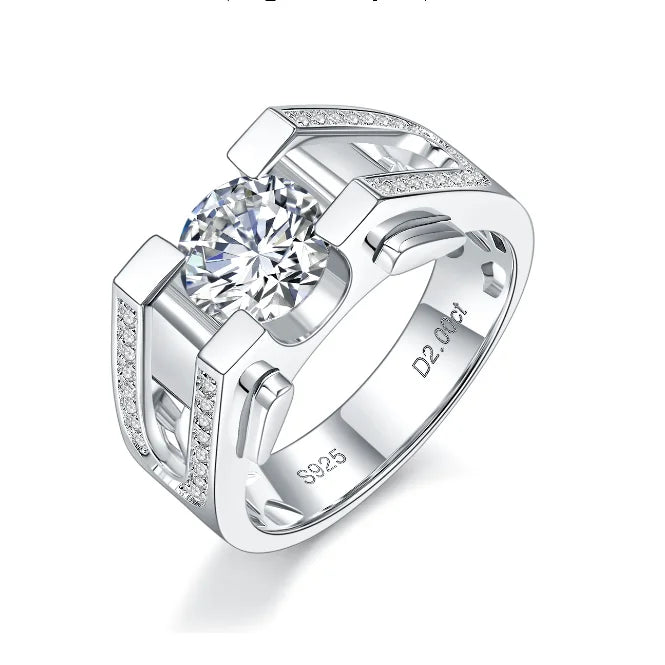Wholesale Man Ring GRA Certificate D 6.5mm Moissanite Man Rings 18K Gold Custom Silver 925 Ring