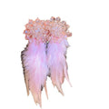Fairy Pink Crystal 925 Silver Drop Earrings for Women Fluffy Long Tassel Feather Fashion Jewelry