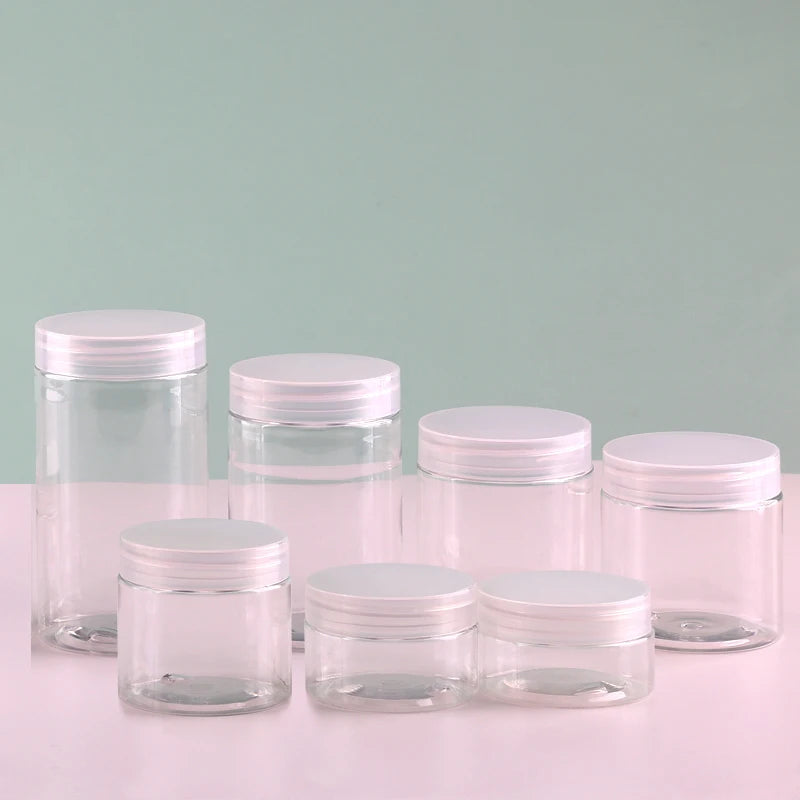 Food Grade Clear PET Cosmetic Slime Jars with Lids 15ml 30ml 100ml 120ml 250g 4oz 6oz 8oz 12oz Empty Scrub Cream Container