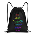 Custom Personalised Sports Drawstring Gym Bag with Name & Photo Text for Swimming Pack of Customised Drawstring Strap