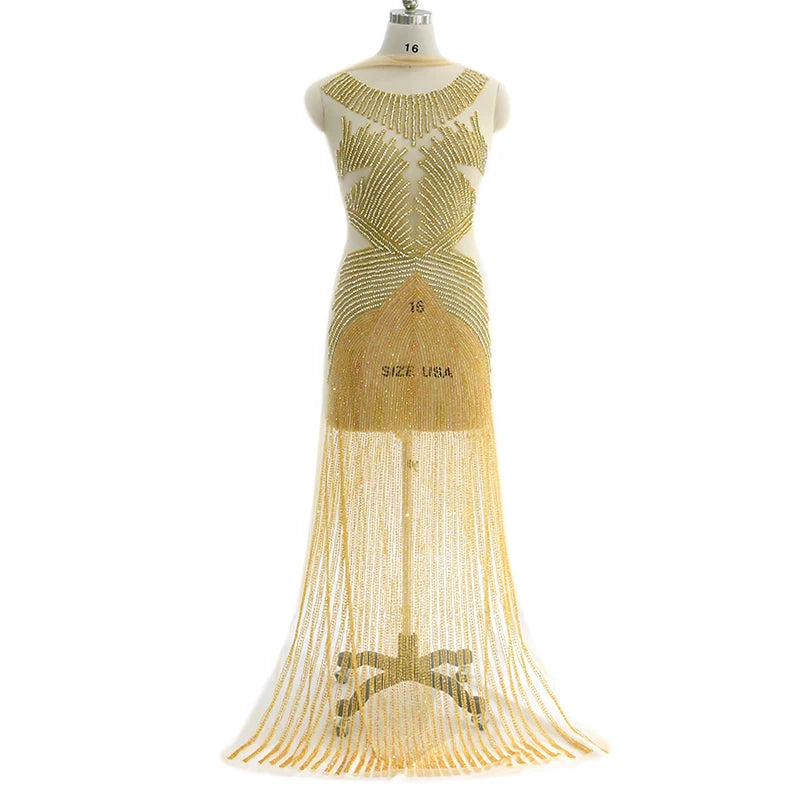 Wholesale New Arrival Spring Shiny Bling Bling Rhinestone Beaded Gold Applique WDP-193