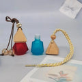 Promotional Orange Blue Scrub Car with Empty Glass Car Perfume Essential Oil Bottle Round square Car air Freshener Container