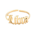 Adjustable Stainless Steel Letter Text Alphabet Gold and Silver Couple Ring Women Ring Gift Jewelry