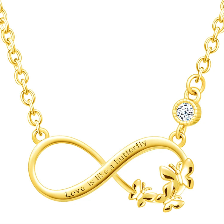 Infinity Symbol S925 Sterling Silver Necklace Three Little Butterflies Love Letters Combination