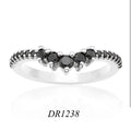 Custom fashion Jewelry 925 Silver Gold Plated Zircon Black Stone Princess Crown Fine Wedding Woman Engagement Stackable Ring