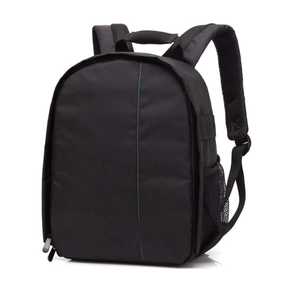 Black Small Waterproof Canvas Rucksack Dslr Camera Backpack for Hiking with Divider