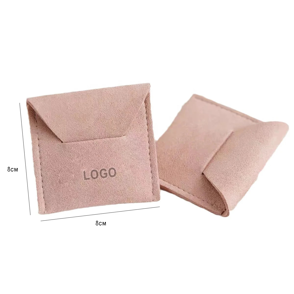 CSMD 6x6cm Chinese Manufacturer Personal Brand Customization Luxury Envelope Microfiber Necklace Pouches for Jewelry Accessories