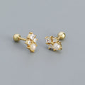 Custom Fashion Bohemian Shiny Zircon Synthetic Pearl Stud Earrings 925 Sterling Silver Trendy Perforated Screw Beads for Wedding