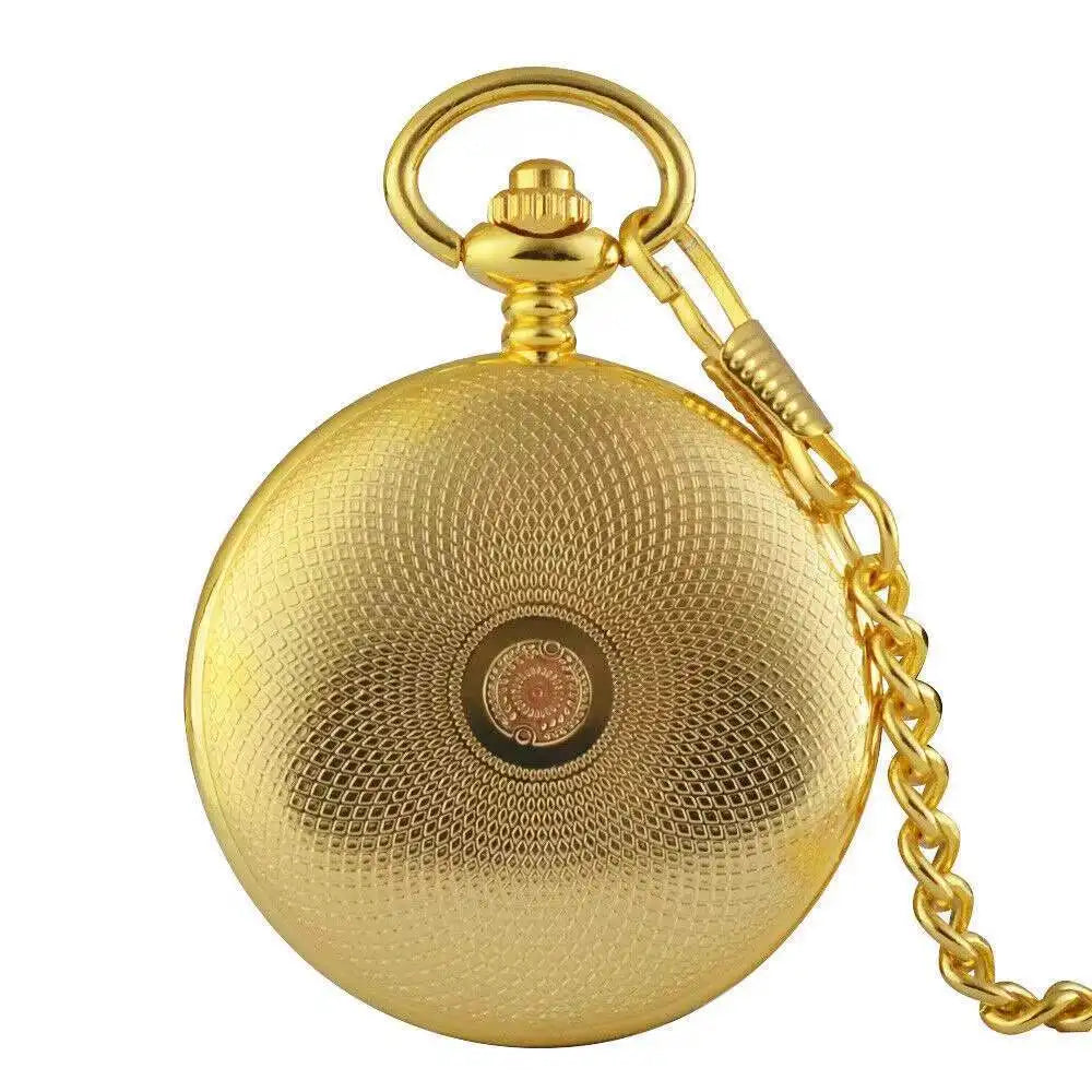 Roman Double Face Heart Gold Manual Mechanical Pocket Watches