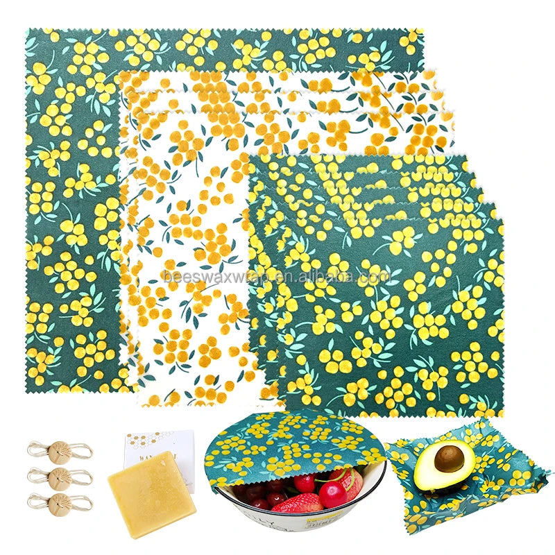 9 Pack Bee Wax Natural Organic Food Wraps LFGB Certified Reusable Food Beeswax Wrap