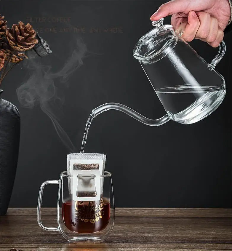 Wholesale Modern 350ml/600ml Glass Coffee Pot with Goose Neck Lid Sustainable Features PC Set for Hotels