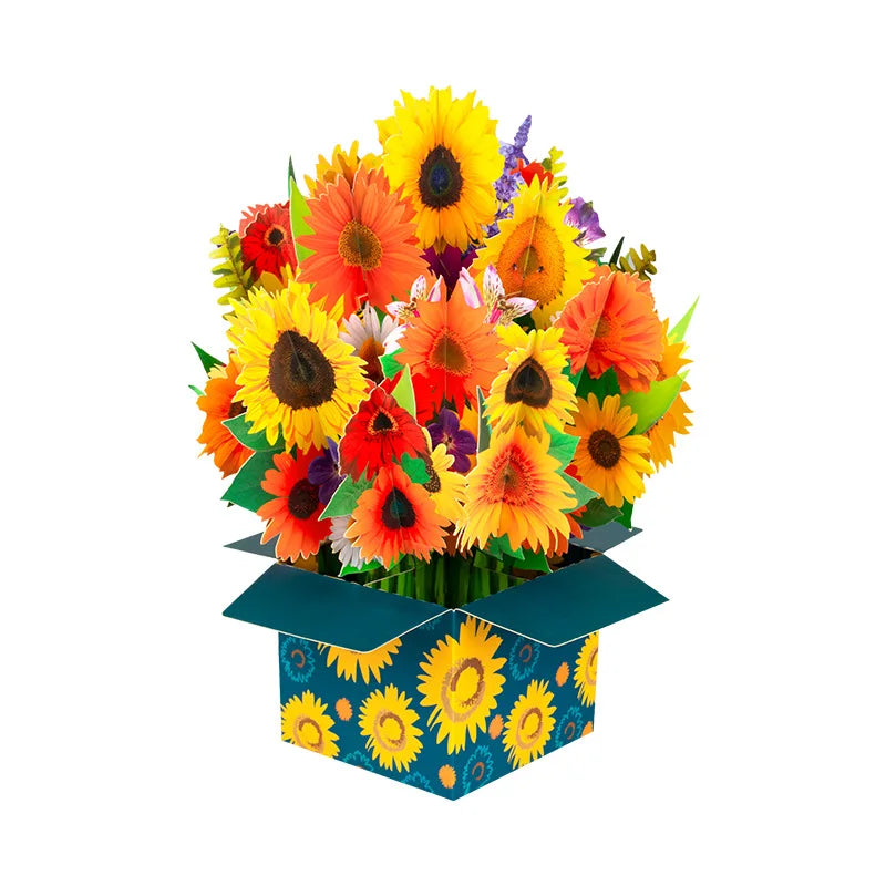 2024 New Creative Flower Bouquet Table 3D Greeting Card Mother's Day and Women's Day Hand Bouquet Pop up Card
