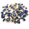 DIY Ink Blue 3D Products with Mixed 8 Shapes Loose Sew-on Rhinestones Glass and Crystal Buckle