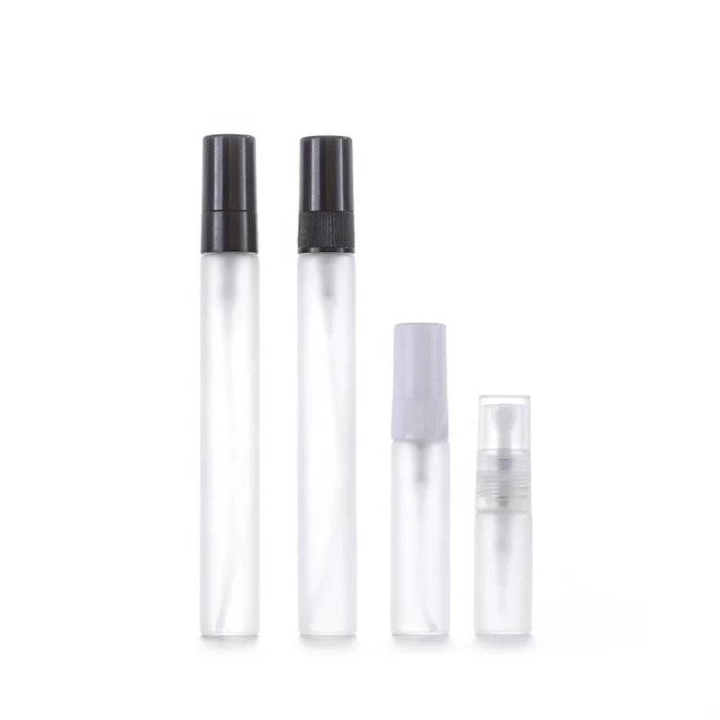 2ml 10ml Empty Frosted Glass Mini Spray Bottles Refillable Fragrance Atomizer Screen Printing Free Sample Perfume Samples