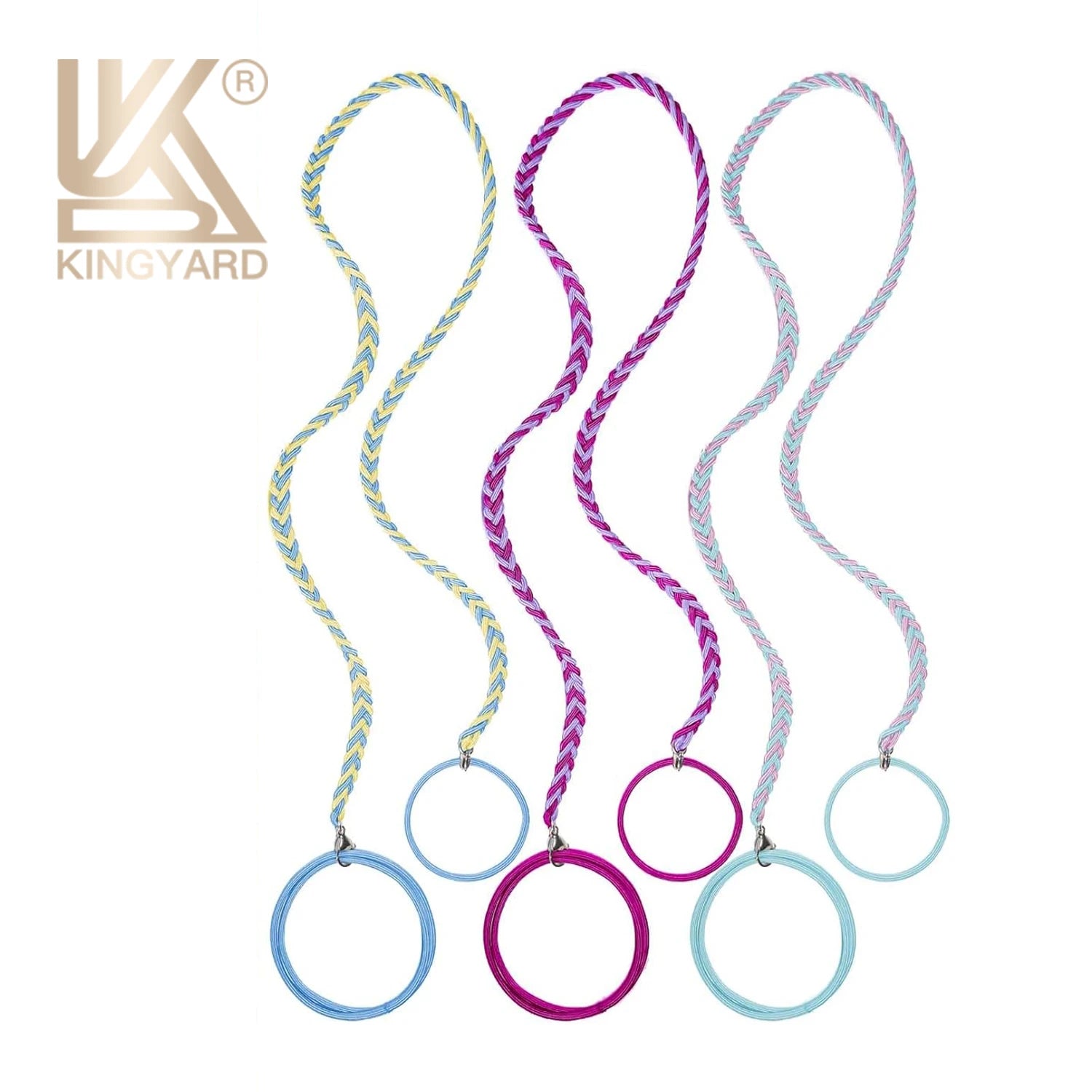 Nylon Surf Diving Sports Long Wrap Ponytail Holders No Damage Colorful Elastic Hair Bands Spiral Braided Hair Ties Women's 22CM