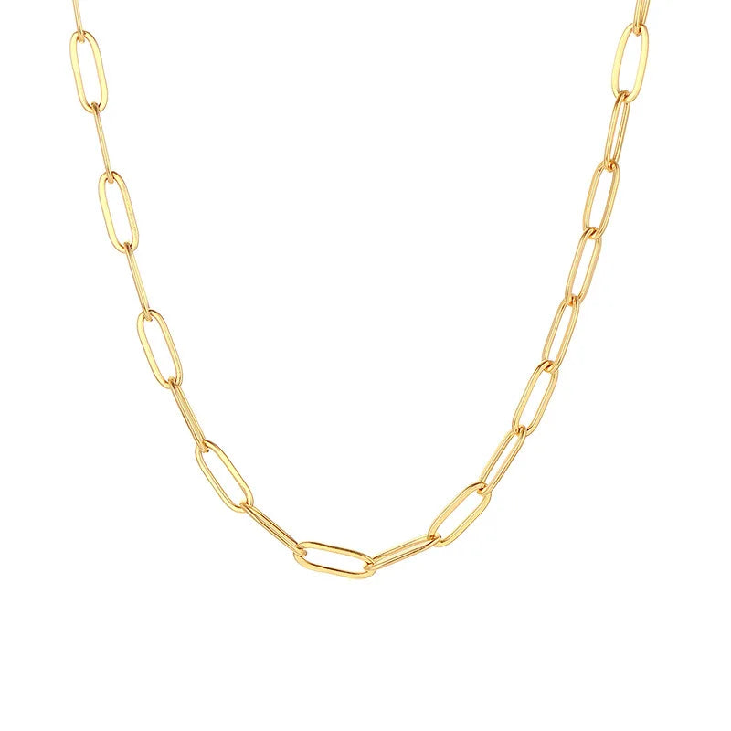 Waterproof and Non Tarnish Versatile Paper Link Chain Necklace  Stainless Steel Statement Necklace Jewelry Wholesale
