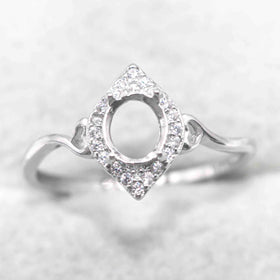 Semi Mount 5*6mm Sterling Silver Ring Empty Blank Support Claws Gems Setting S925 Frame Base Without Center Stone DIY for Inlay