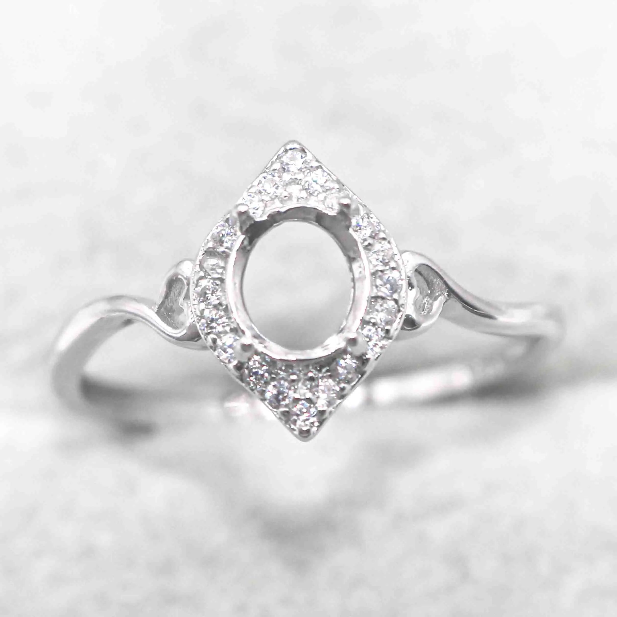 Semi Mount 5*6mm Sterling Silver Ring Empty Blank Support Claws Gems Setting S925 Frame Base Without Center Stone DIY for Inlay