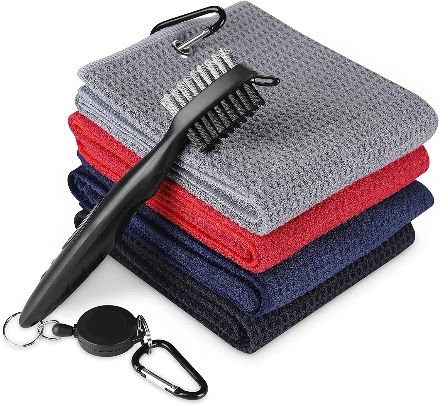 Hot Sale MHC Brand Golf Accessory Set Microfiber Waffle Eco-Friendly Golf Towel Cleaner Brush Divot Tool Novelty Pattern Knitted