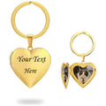 Custom Blank Keychain Stainless Steel Heart Key Chains Diy Engrave Insert Photo Keyring Anniversary Gift Pendant Locket Keychain