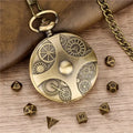 Vintage Style Durable Recycled Materials Pendant Chain 7 Mini Metal Dice Set Pocket Watch Tabletop Gaming Fantasy Role-Playing