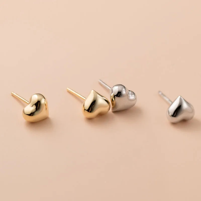 Fashion 925 Sterling Silver Lovely Heart Shape Women Girls Stud Earrings Jewelry