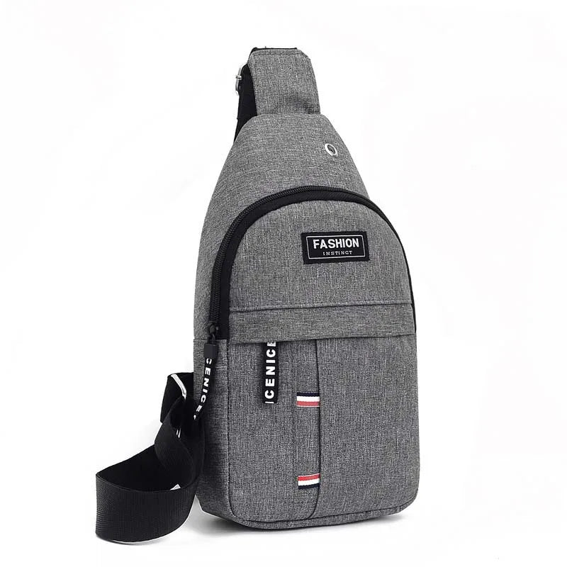 Custom Logo Men's Chest Bag Outdoor Casual Sport New Youth Messenger Bag Small Backpack Trend Solid Color Single Shoulder Bag